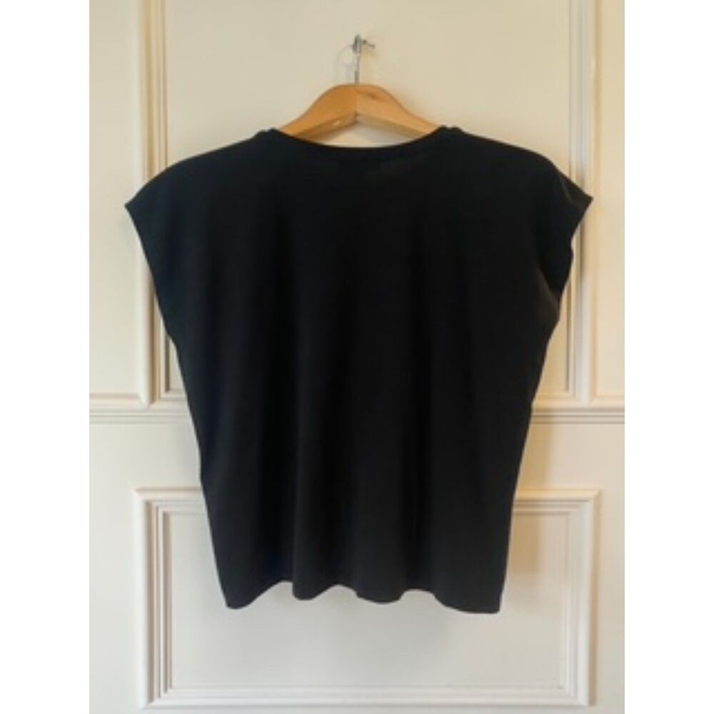Eileen Fisher Black TENCEL Lyocell Stretch Cap Sleeve Muscle Tee Top XXS P20 L21